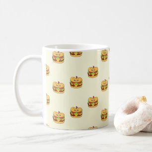 Schattigee kawaii burgers patroon op crème koffiemok