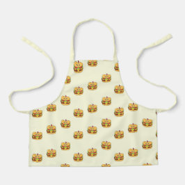 Schattigee kawaii burgers patroon op crème schort