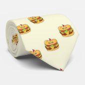 Schattigee kawaii burgers patroon op crème stropdas (Opgerold)