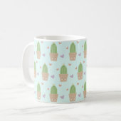 Schattigee Kawaii Cactus en Harten Patroon Koffiemok (Voorkant links)