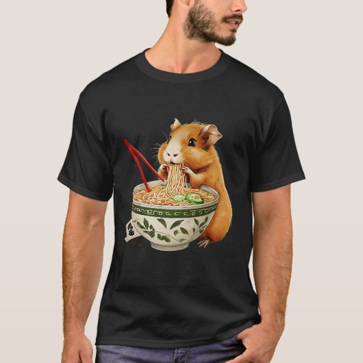 Schattigee Kawaii Capybara eet Japanse Ramen noede T-shirt (Voorkant)