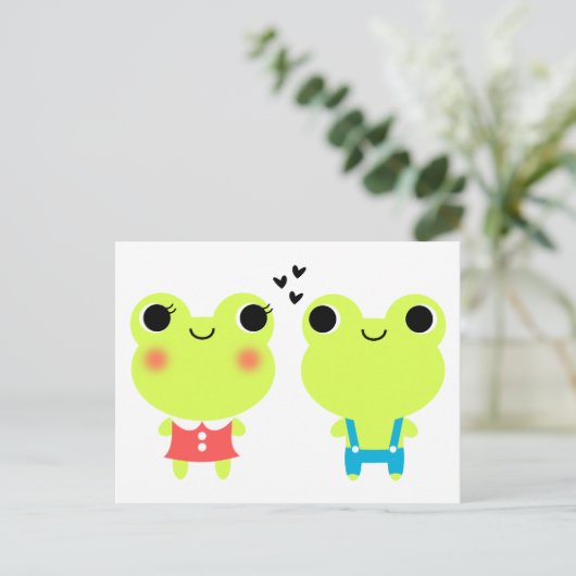 Schattigee Kawaii Cartoon Frog Valentijnse Briefka Feestdagenkaart (Staand voorkant)