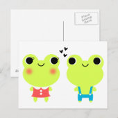 Schattigee Kawaii Cartoon Frog Valentijnse Briefka Feestdagenkaart (Voorkant / Achterkant)