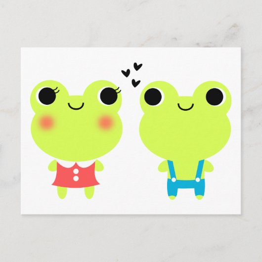 Schattigee Kawaii Cartoon Frog Valentijnse Briefka Feestdagenkaart (Voorkant)