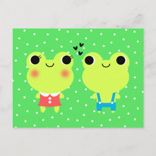 Schattigee Kawaii Cartoon Frog Valentijnse Briefka Feestdagenkaart