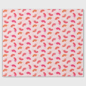 Schattigee Kawaii Cartoon Garnalen & Harten Cadeaupapier (Vlak)