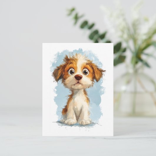 Schattigee Kawaii Cartoon Puppy Briefkaart (Staand voorkant)