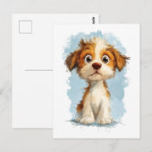 Schattigee Kawaii Cartoon Puppy Briefkaart (Voorkant / Achterkant)