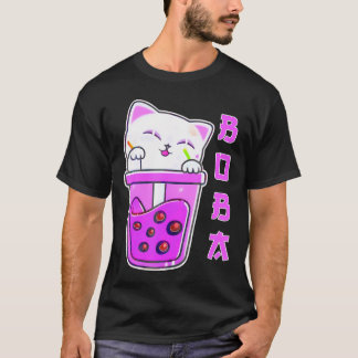 Schattigee Kawaii Cat Boba Bubble Tea Anime Japans T-shirt