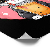 Schattigee Kawaii Cat Boba Tea Japanse stijl Tuxed Poster (Hoek)