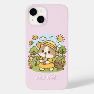 Schattigee Kawaii Cat Bubble Tea Kinder Meisjes Ki Case-Mate iPhone 14 Hoesje