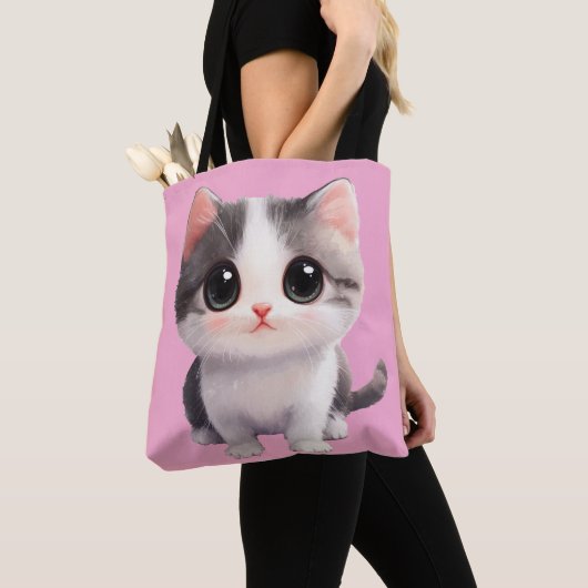 Schattigee Kawaii Cat Canvas tas – Schattig en sti (Dichtbij)