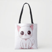 Schattigee Kawaii Cat Canvas tas Schattig Kat Prin (Voorkant)