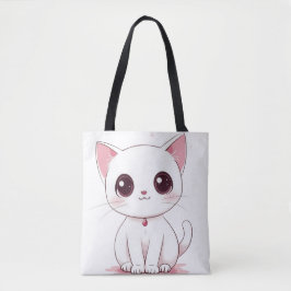 Schattigee Kawaii Cat Canvas tas Schattig Kat Prin
