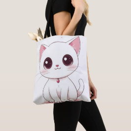 Schattigee Kawaii Cat Canvas tas Schattig Kat Prin