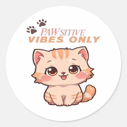 Schattigee Kawaii Cat Design Sticker (Voorkant)