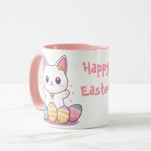 Schattigee Kawaii Cat Easter Mok – Schattige paste (Voorkant links)