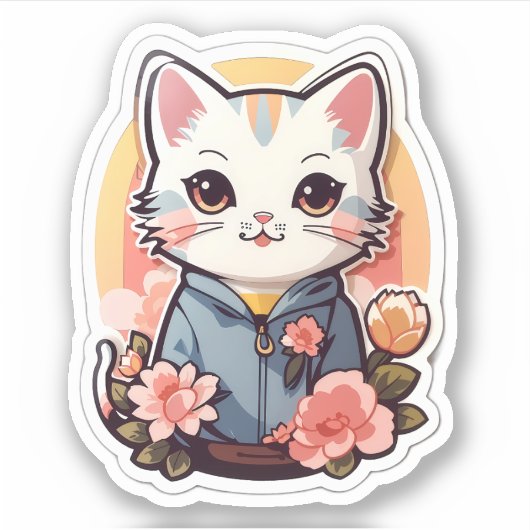 Schattigee Kawaii Cat Graphic Sticker (Voorkant)