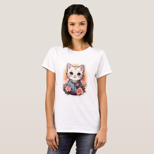 Schattigee Kawaii Cat Graphic T-shirt (Voorkant volledig)