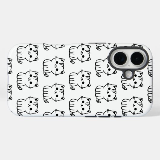 Schattigee Kawaii Cat Pattern iPhone Case (Achterkant (horizontaal))