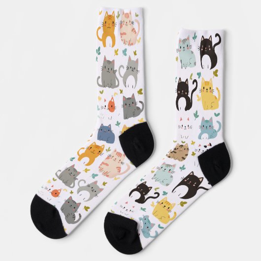 Schattigee Kawaii Cat Pattern Sokken (Links)
