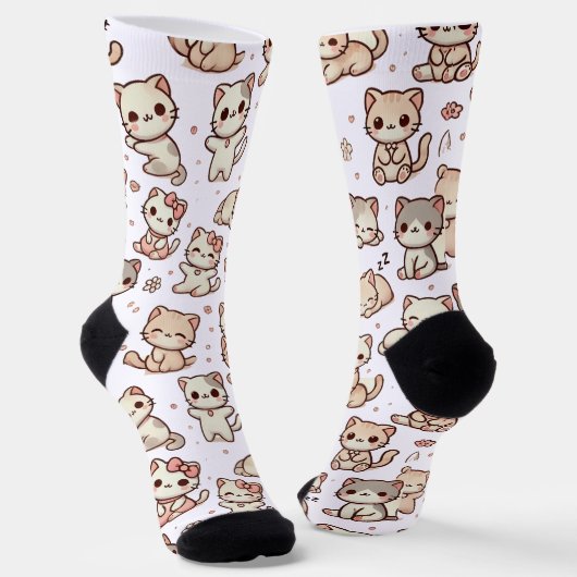 Schattigee Kawaii Cat Pattern Stickers - Speelse p Sokken (Gebogen)