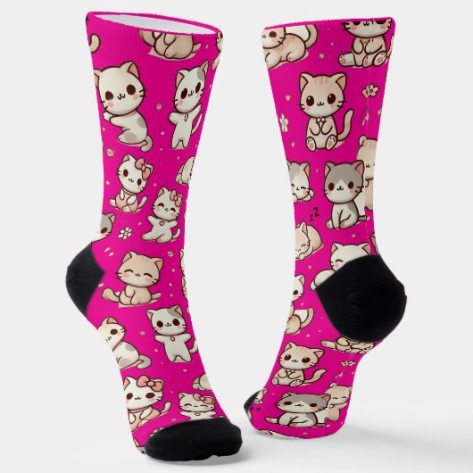 Schattigee Kawaii Cat Pattern Stickers - Speelse p Sokken (Gebogen)