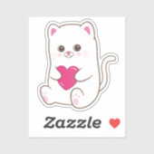 Schattigee Kawaii Cat Pink Heart Valentijn Sticker (Vel)