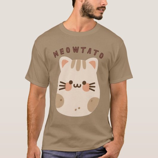 Schattigee Kawaii Cat Potato Mashup T-shirt (Voorkant)