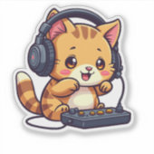 Schattigee Kawaii Cat Spelen Videogames - Schattig Sticker (Voorkant)
