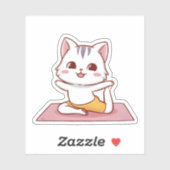 Schattigee Kawaii Cat Yoga Pose Ontspannend Katten Sticker (Vel)