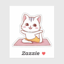 Schattigee Kawaii Cat Yoga Pose Ontspannend Katten Sticker