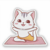 Schattigee Kawaii Cat Yoga Pose Ontspannend Katten Sticker (Voorkant)