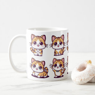 Schattigee Kawaii Cats poseren Koffiemok