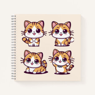 Schattigee Kawaii Cats poseren Notitieboek