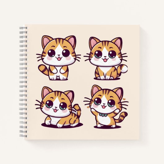 Schattigee Kawaii Cats poseren Notitieboek (Voorkant)