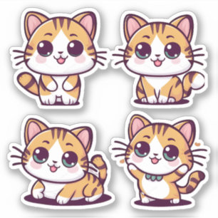 Schattigee Kawaii Cats poseren Sticker