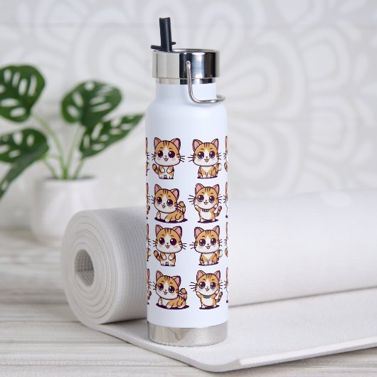 Schattigee Kawaii Cats poseren Waterfles (Yoga)