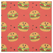 Schattigee Kawaii Cheeseburger Patroon op Rood Stof (Swatch)