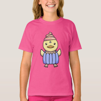 Schattigee Kawaii Chibi Cupcake Duck T-shirt voor 