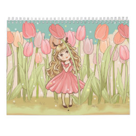 Schattigee Kawaii chibi meisjes Kalenders Kalender