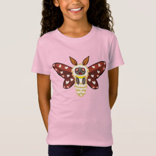 Schattigee Kawaii Chibi Moth in een Hart Patroon T-shirt