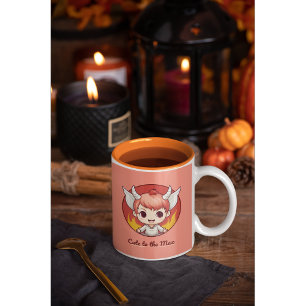 Schattigee Kawaii Chibi personage en fantasie-them Koffiemok