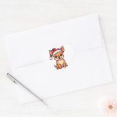 Schattigee Kawaii Chihuahua in Santa Hat Kersthond Hart Sticker (Envelop)