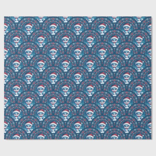 Schattigee Kawaii Christmas Beer Mandala Art Deco  Cadeaupapier (Vlak)