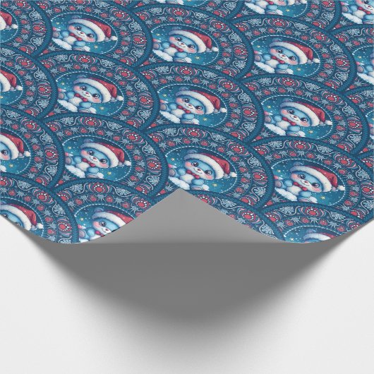 Schattigee Kawaii Christmas Beer Mandala Art Deco  Cadeaupapier (Hoek)