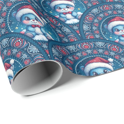 Schattigee Kawaii Christmas Beer Mandala Art Deco  Cadeaupapier (Rol Hoek)