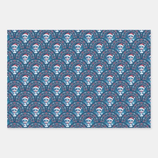 Schattigee Kawaii Christmas Beer Mandala Art Deco  Inpakpapier Vel (Voorkant 3)