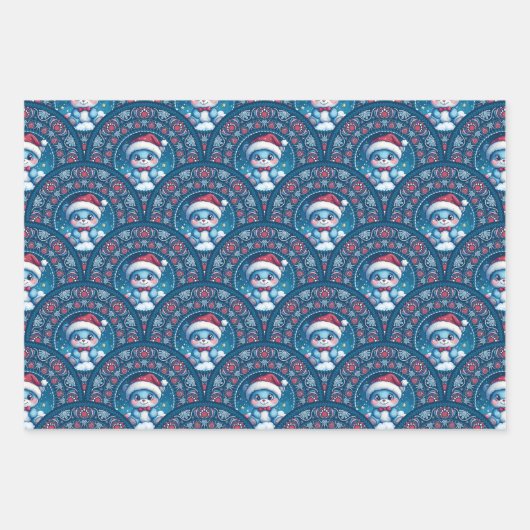 Schattigee Kawaii Christmas Beer Mandala Art Deco Inpakpapier Vel (Voorkant)