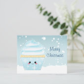 Schattigee Kawaii Christmas Snowflake cupcake Feestdagenkaart (Staand voorkant)
